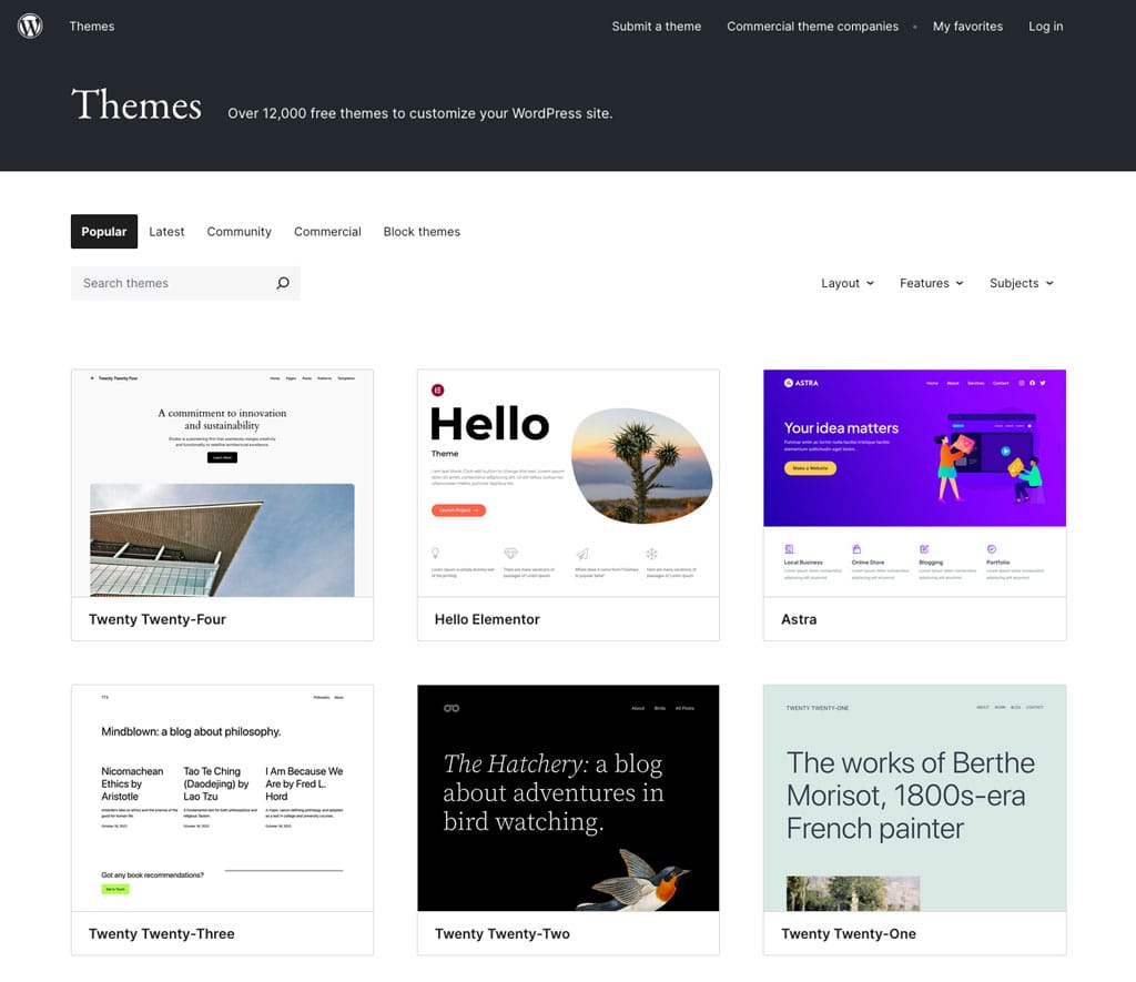 WordPress Theme Verzeichnis (Theme Directory oder Theme-Repository)